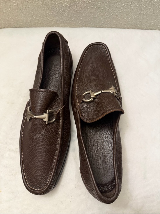 Salvatore Ferragamo Men\'s Burgundy Pebbled Leather Bit Loafers Salvatore Ferragamo Men main image 3